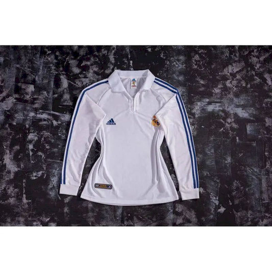 Camisa retrô de mangas compridas do Real Madrid 2001/02 Home