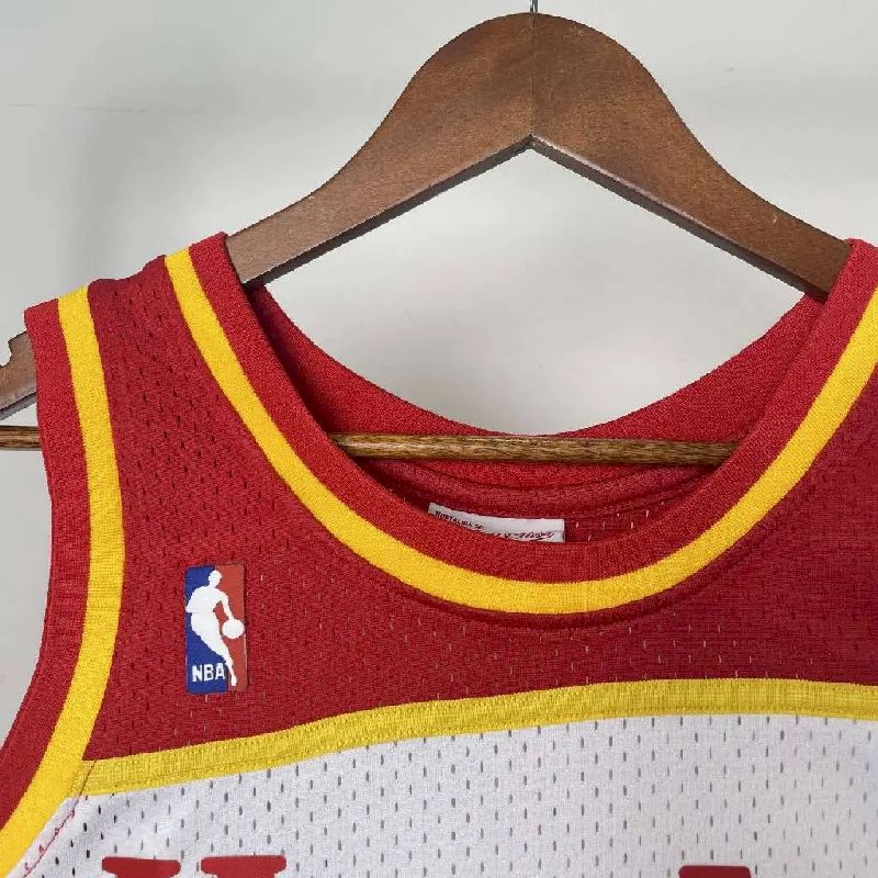 Camisa masculina M&N Dominique Wilkins vermelha retrô 1985/86