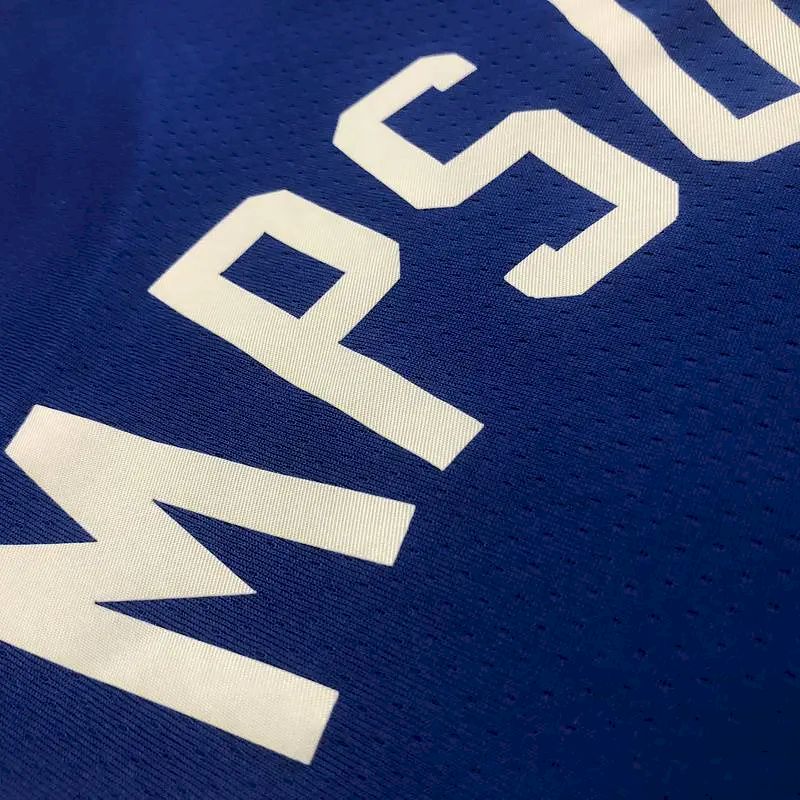 Camisa masculina azul Klay Thompson 2021-22 comemorativa do 75º aniversário – Edição Clássica