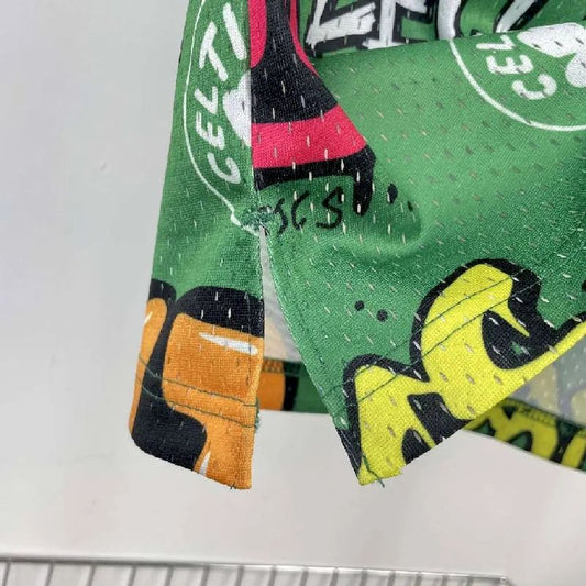 Camisa masculina M&N 1985/86 Larry Bird verde retrô