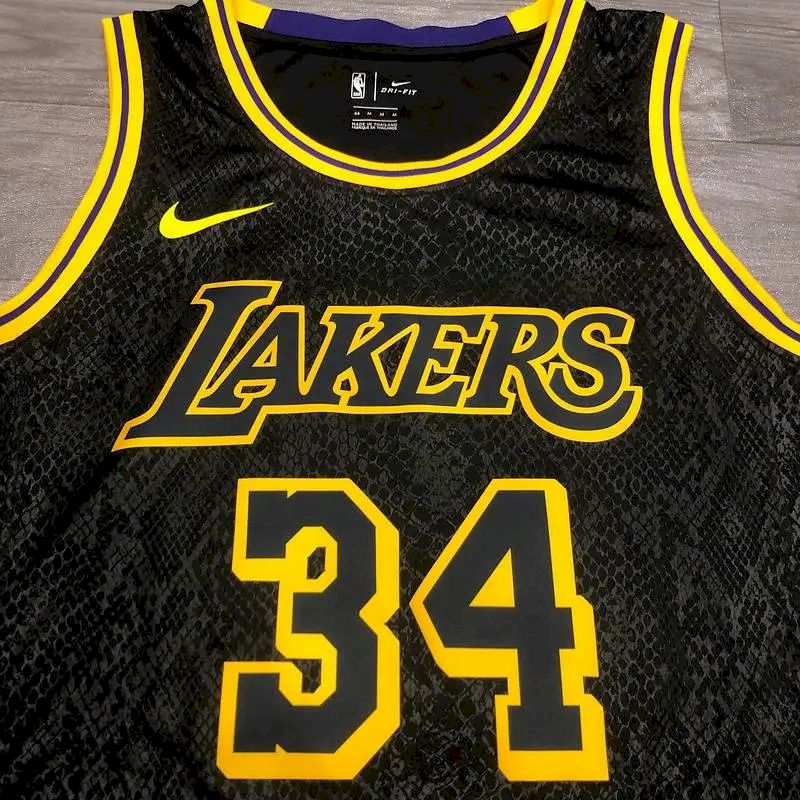 Camisa masculina Shaquille O'Neal Black Mamba versão jogador