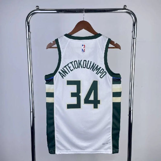 Camisa branca masculina Giannis Antetokounmpo 2023 (equipe titular)