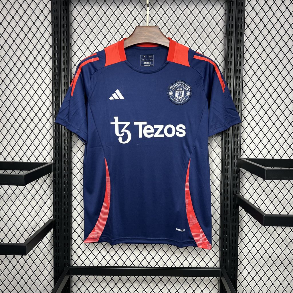 Camisa de treino pré-jogo azul escuro Manchester United 2024/25