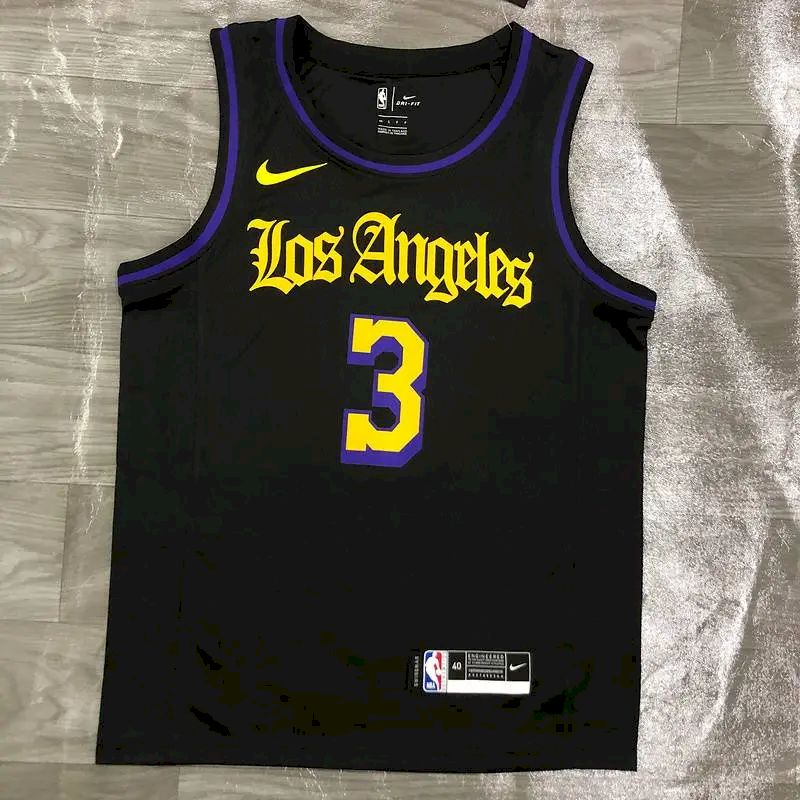 Camisa masculina Anthony Davis 2020-21 preta Swingman versão jogador – Noche Latina
