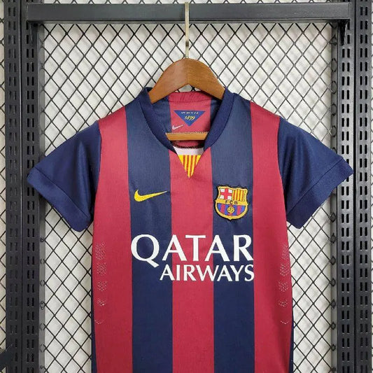 Camisa e shorts retrô infantil do Barcelona 2014/15