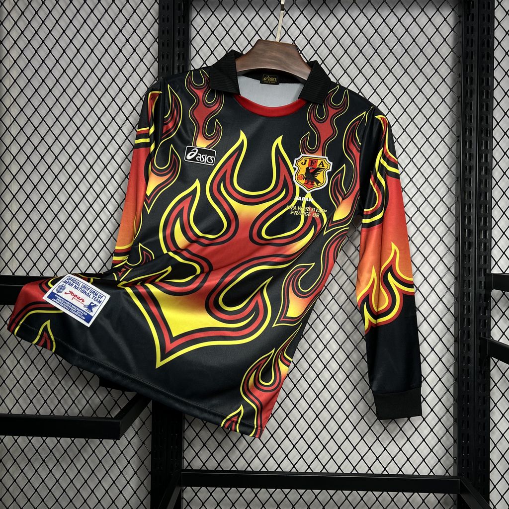 Camisa retrô de goleiro do Japão 1998 Red Flame