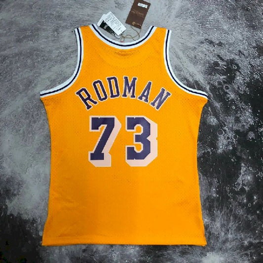 Camisa Masculina M&N 98/99 Dennis Rodman Amarela Retrô