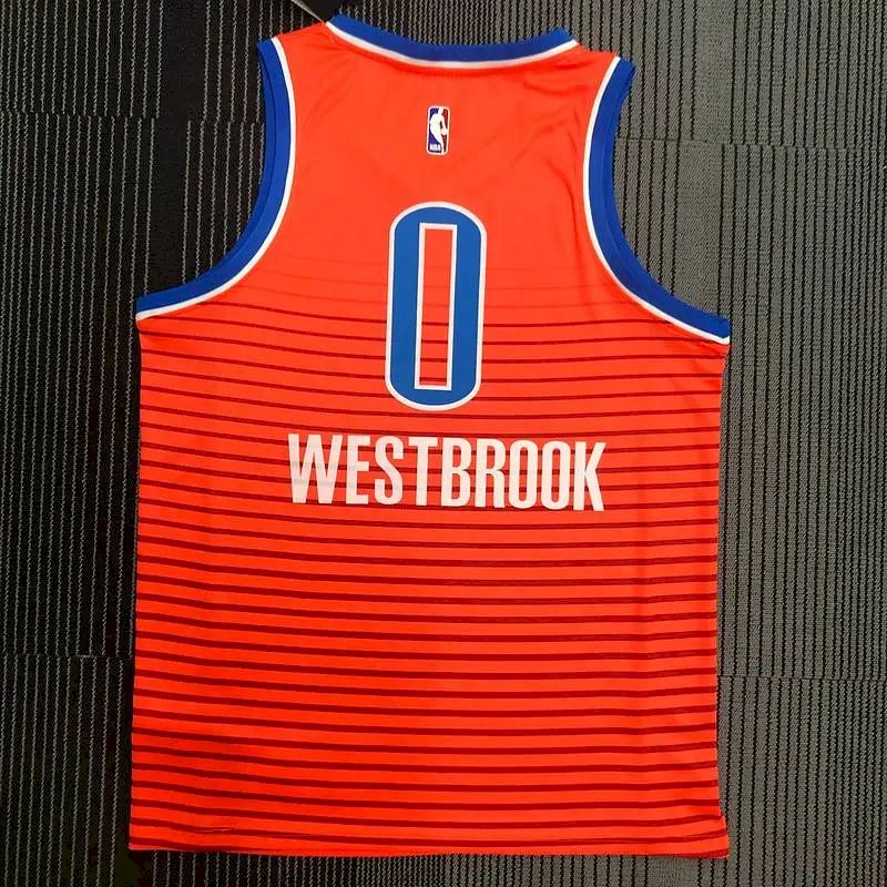 Camisa masculina laranja Swingman Russell Westbrook – Edição Statement