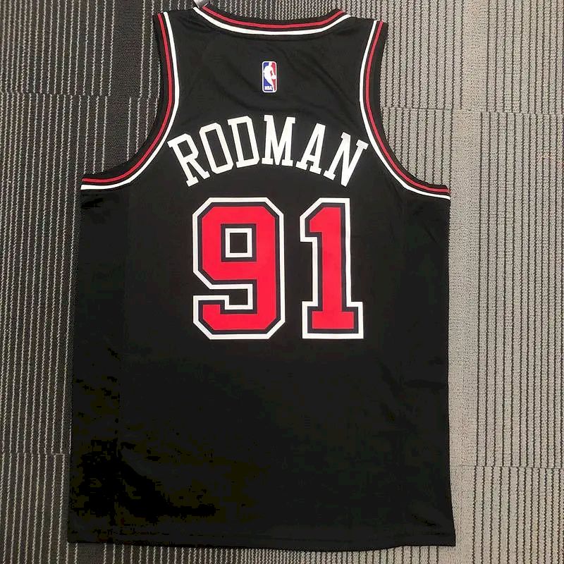 Camisa preta masculina Swingman Dennis Rodman – Edição Statement