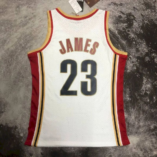 Camisa masculina M&N 2003/04 LeBron James White Retro
