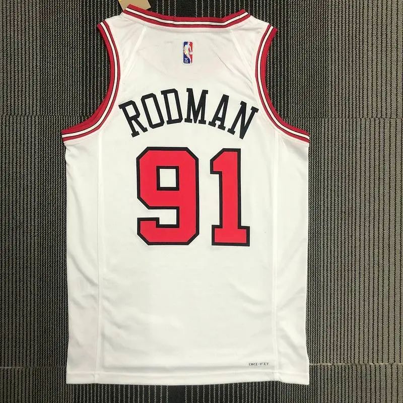 Men’s Dennis Rodman White Team Jersey – 75th Anniversary Edition