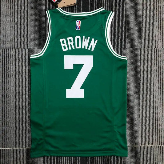 Camisa masculina Jaylen Brown Green Team – Edição de 75º aniversário