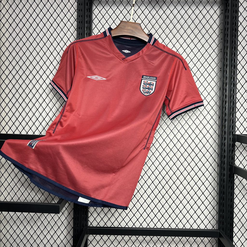Camisa retrô reserva da Inglaterra de 2002 (frente e verso)