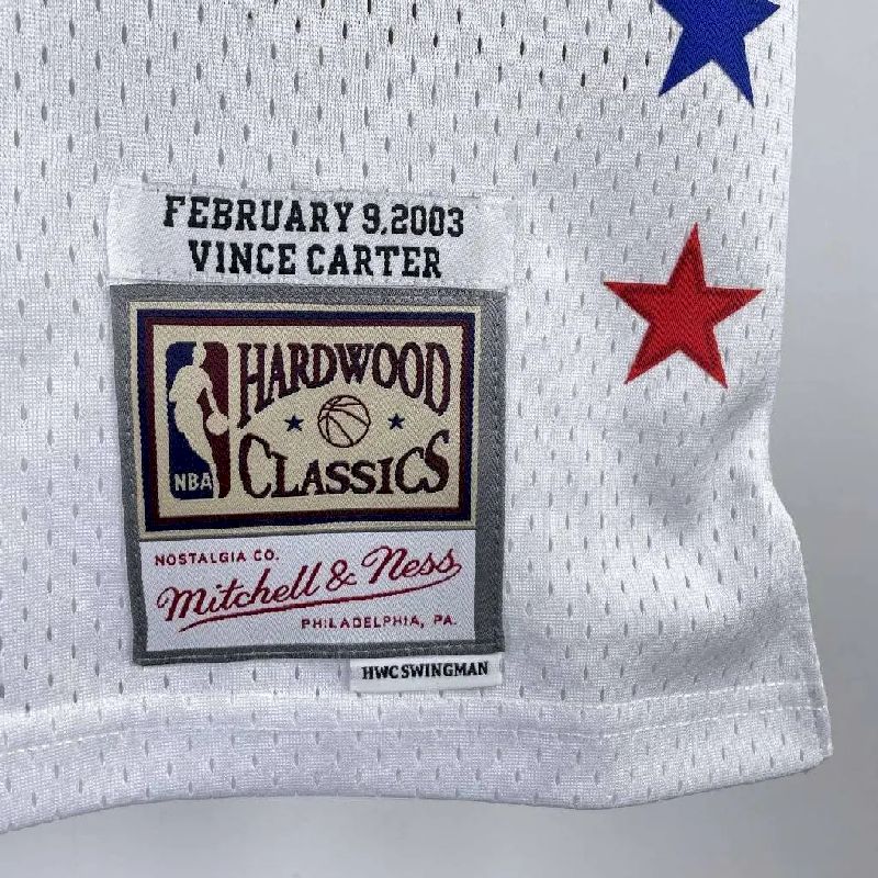 Camisa masculina Vince Carter All Star branca retrô de 2003