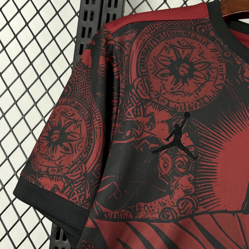 Men's Brazil 2025/26 Jordan Black and Red Jersey