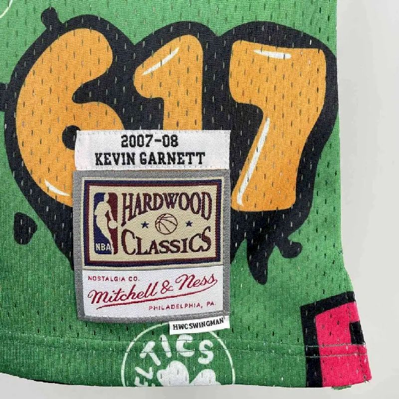 Camisa masculina M&N Kevin Garnett verde retrô 2007/08
