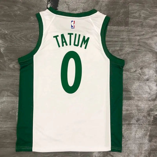 Camisa masculina Jayson Tatum branca 2020-21 Swingman versão jogador – Edição City