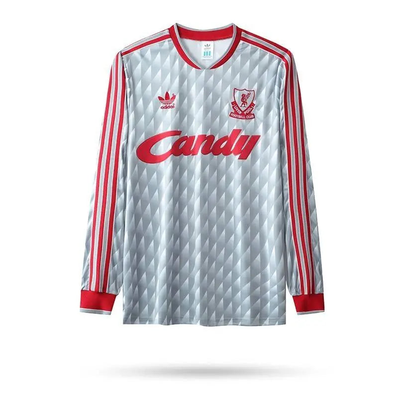 Camisa retrô de mangas compridas reserva do Liverpool 1989/91
