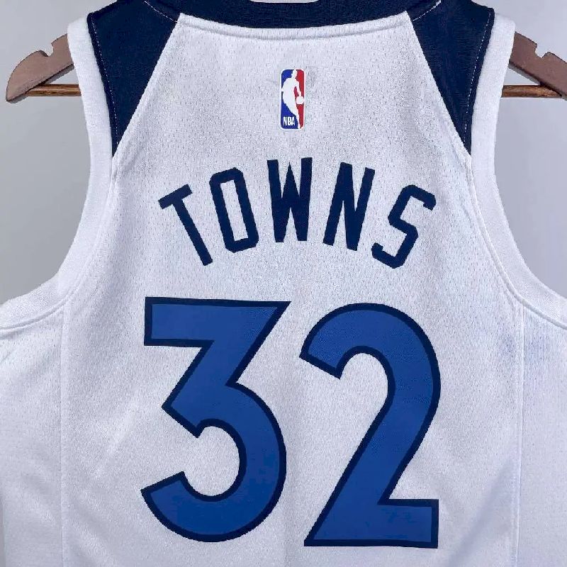 Camisa masculina Karl-Anthony Towns, branca, time titular, 2023