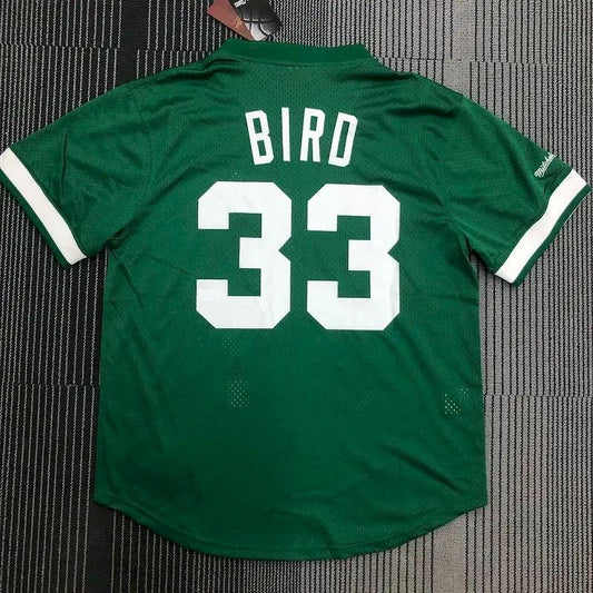Camisa de jogador verde masculina Larry Bird – Edição retrô