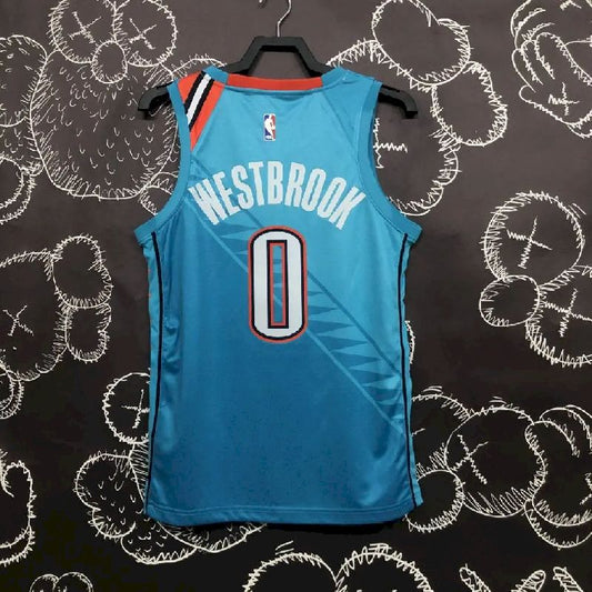 Camisa azul masculina Russell Westbrook Team – Edição City