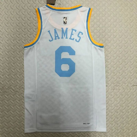 Camisa masculina LeBron James White retrô