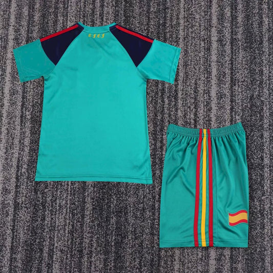 Camisa e shorts retrô verde de goleiro da Espanha 2010