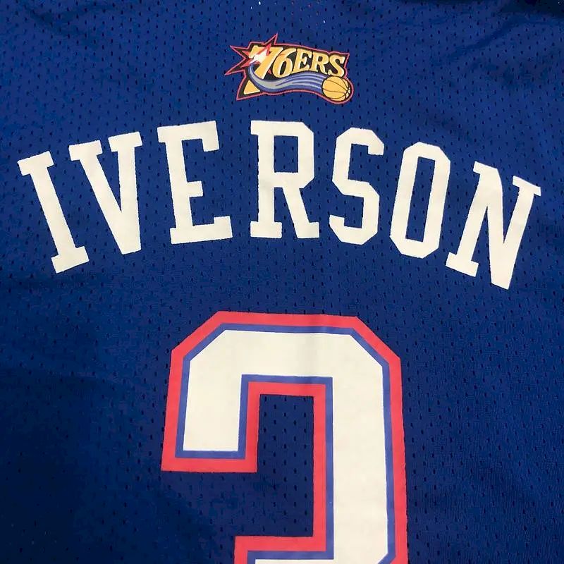 Allen Iverson Men’s Blue Player Jersey – Throwback Edition