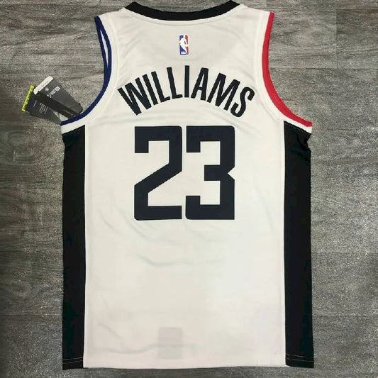 Camisa masculina Lou Williams 2020-21 Swingman versão jogador branca – Edição City