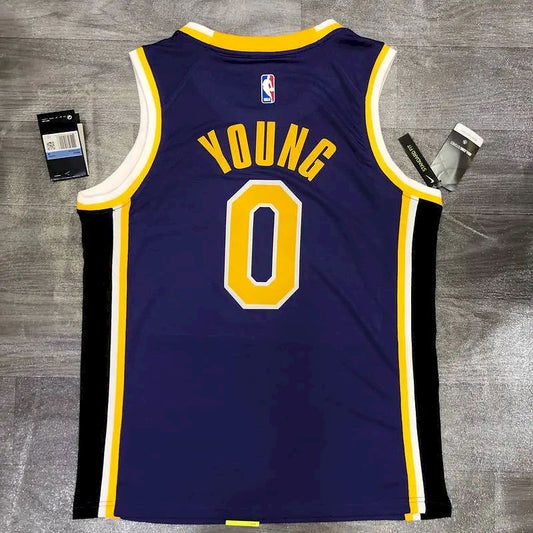 Camisa masculina Nick Young roxa versão jogador – edição clássica retrô