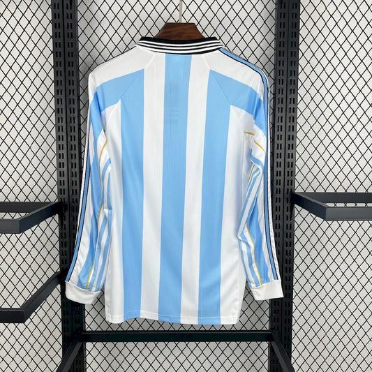 Camisa retrô de mangas compridas da Argentina 1998 Home