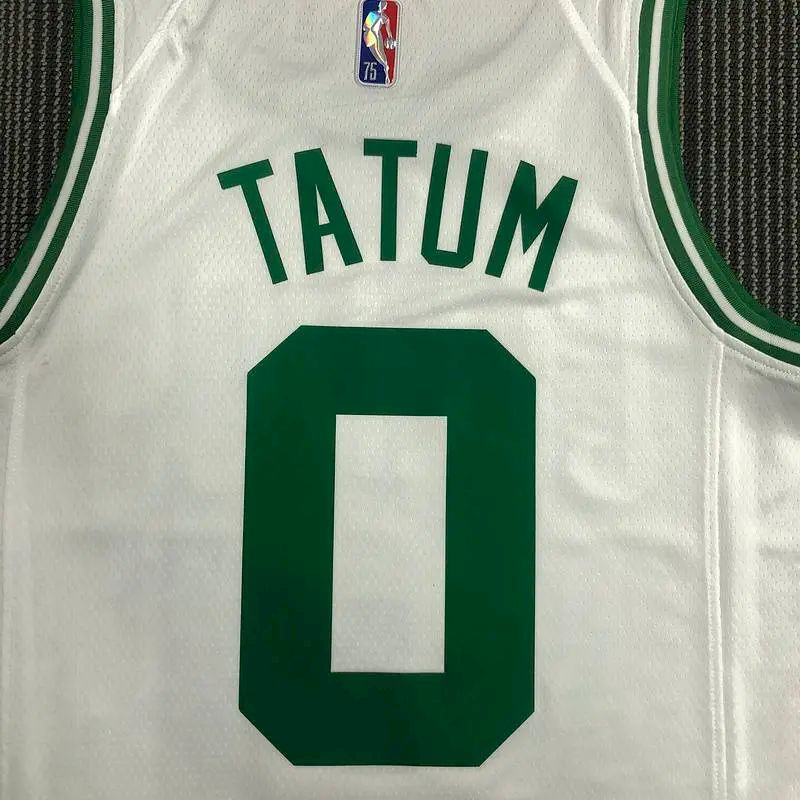 Camisa masculina Jayson Tatum branca do time – Edição de 75º aniversário