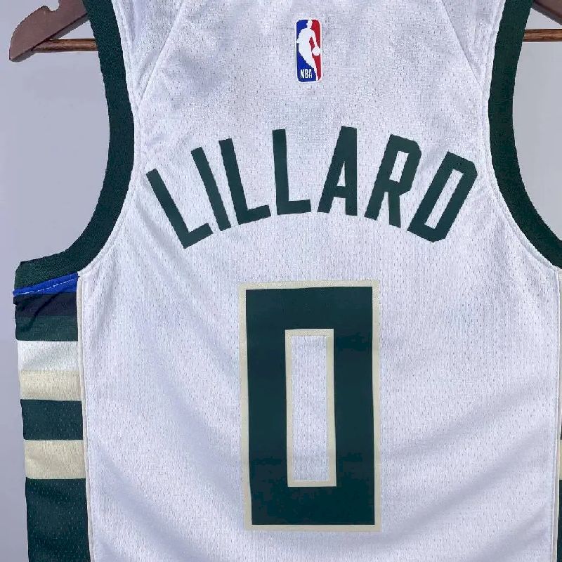Camisa branca masculina Damian Lillard 2023, time titular