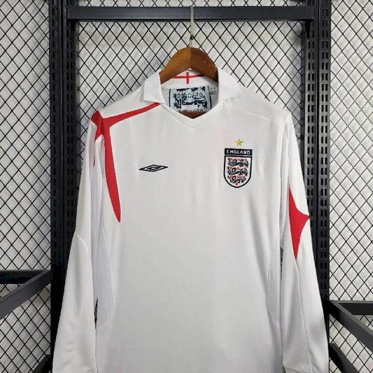 Camisa retrô de mangas compridas da Inglaterra 2005 Home
