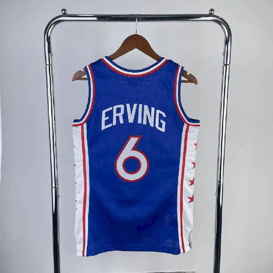 Camisa masculina M&N Julius Erving azul retrô 1982/83