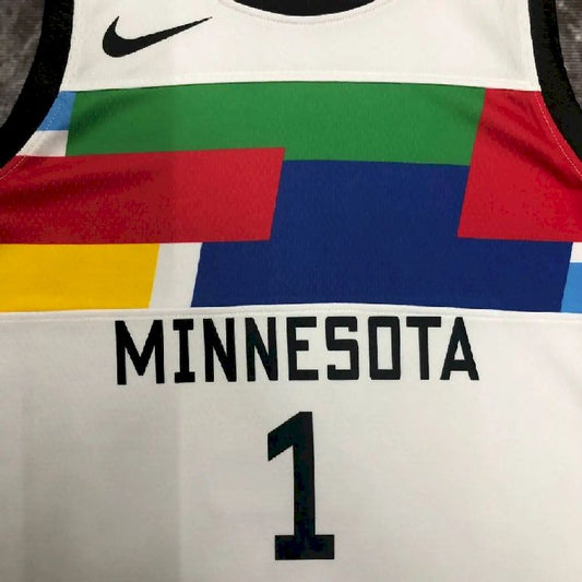 Camisa branca masculina Anthony Edwards Team – Edição City