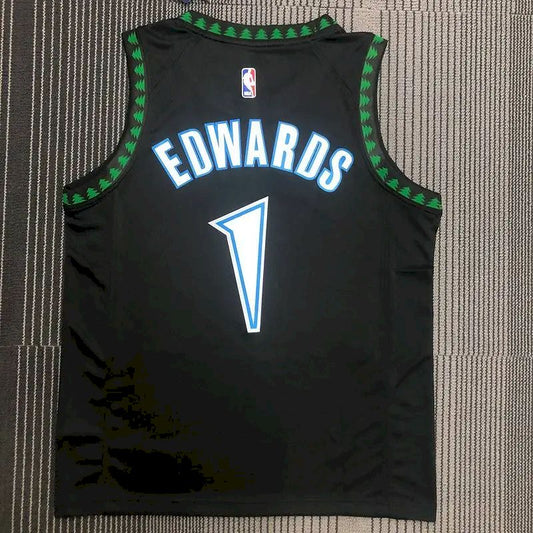 Camisa preta masculina Anthony Edwards Swingman – Edição Clássica