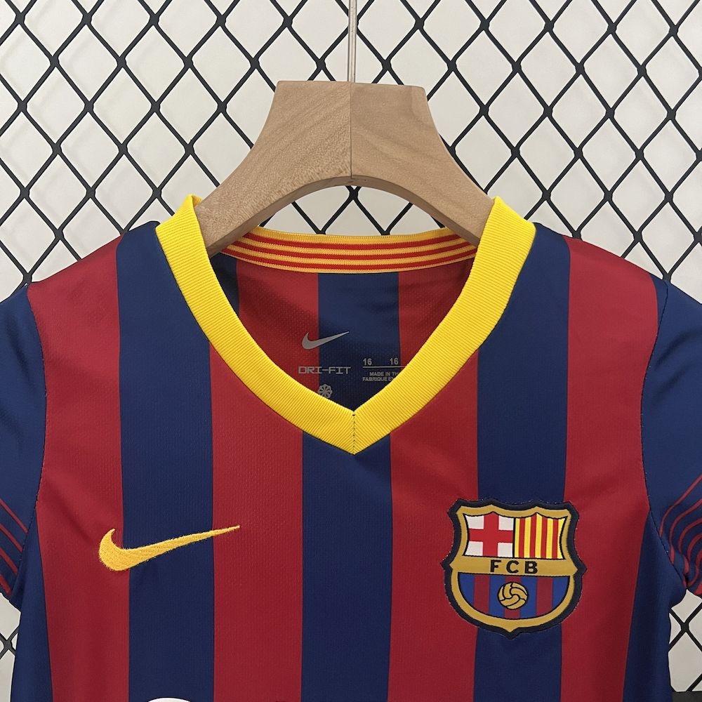 Barcelona 2013/14 Home Kids Retro Jersey And Shorts
