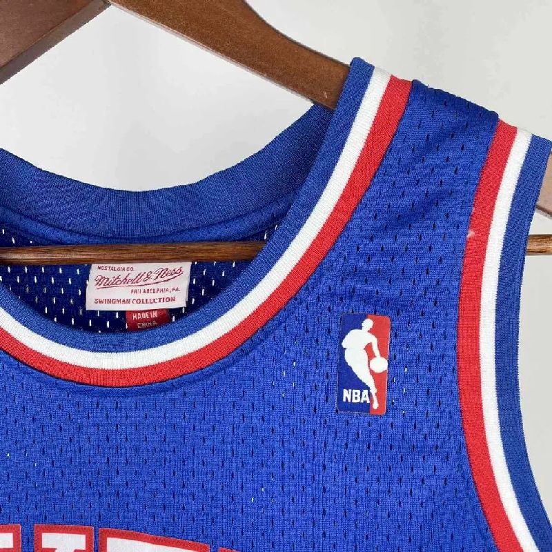 Camisa masculina M&N Julius Erving azul retrô 1982/83