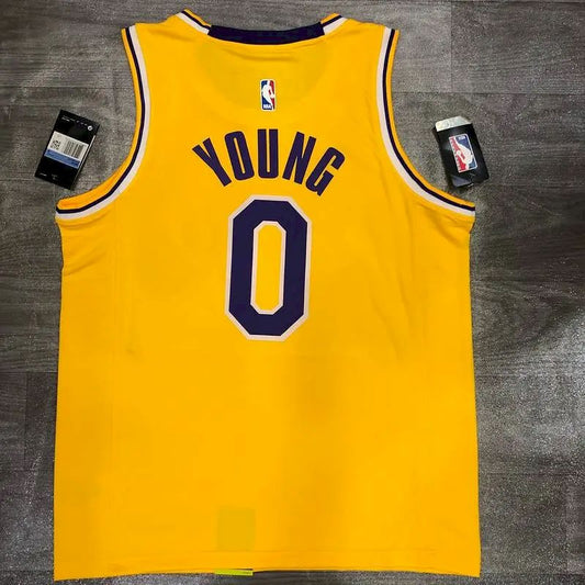 Camisa amarela masculina Nick Young versão jogador – Edição clássica retrô