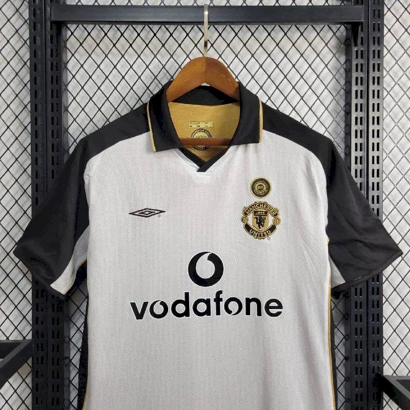 Camisa reversível do Manchester United Centenary 2001/02, reserva e terceira camisa retrô