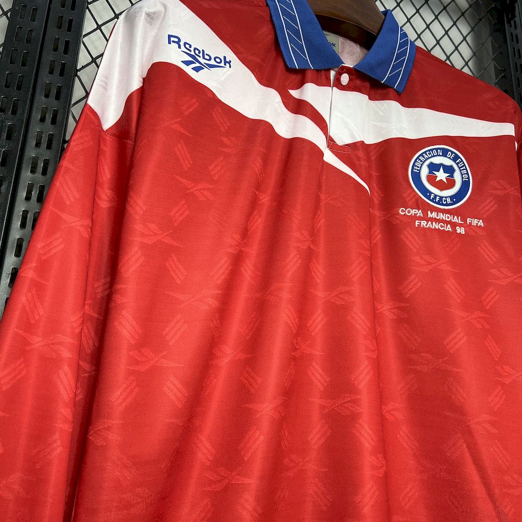 Camisa retrô de mangas compridas do Chile 1998 Home