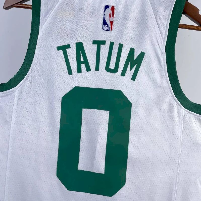 Camisa masculina Jayson Tatum branca retrô – edição de 75º aniversário
