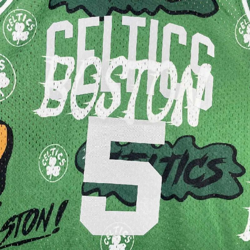 Camisa masculina M&N Kevin Garnett verde retrô 2007/08