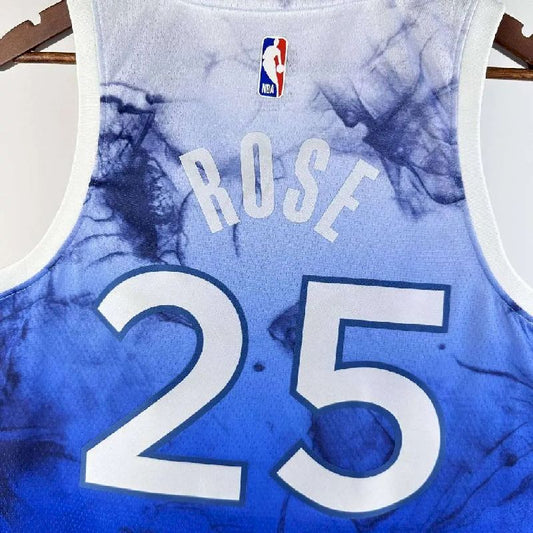 Camisa azul Derrick Rose masculina 2024 – Edição City