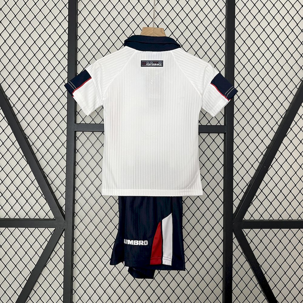 Camisa e shorts retrô infantil da Inglaterra 1998