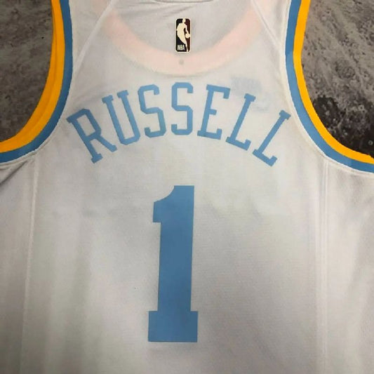 Camisa masculina D'Angelo Russell branca retrô
