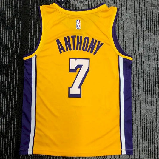 Camisa amarela masculina Swingman Carmelo Anthony – Edição clássica retrô