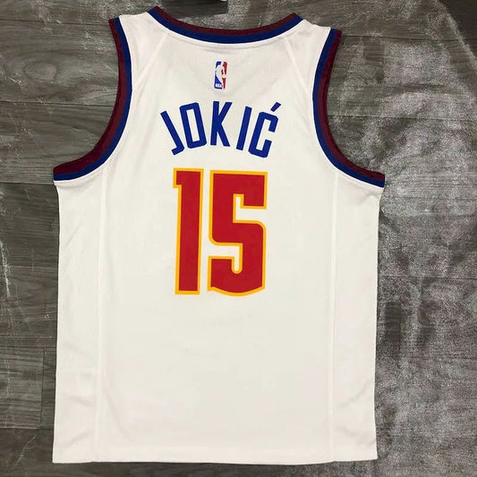 Camisa masculina Nikola Jokic branca 2020-21 Swingman versão jogador – Edição ganha