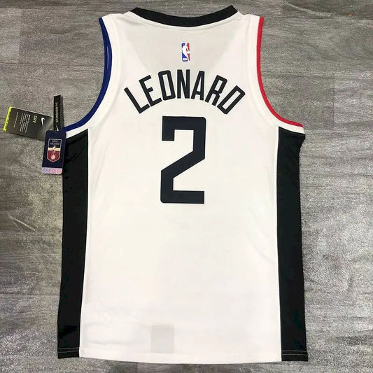 Camisa masculina Kawhi Leonard 2020-21 Swingman branca versão jogador – Edição City